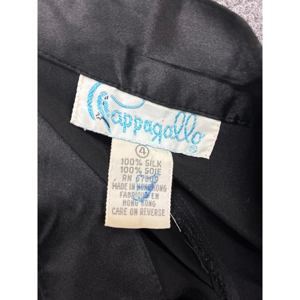 Pappagallo Vintage 100% Silk Black High Waisted Pleated Tapered Pants Size 4